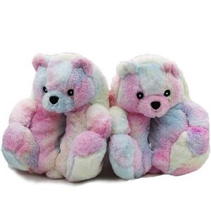 Teddy Bear Plush Slippers Cozy Shoes Women’s Medium (US 6–9) – Cute Gift Idea!